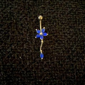 Navel Ring Blue Flower
